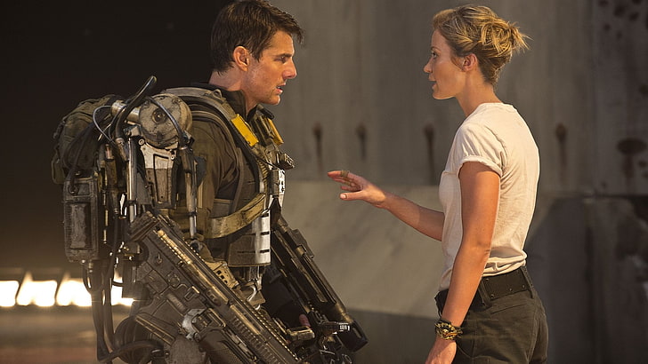 Movie, Edge Of Tomorrow, Emily Blunt, Tom Cruise, two people, HD wallpaper