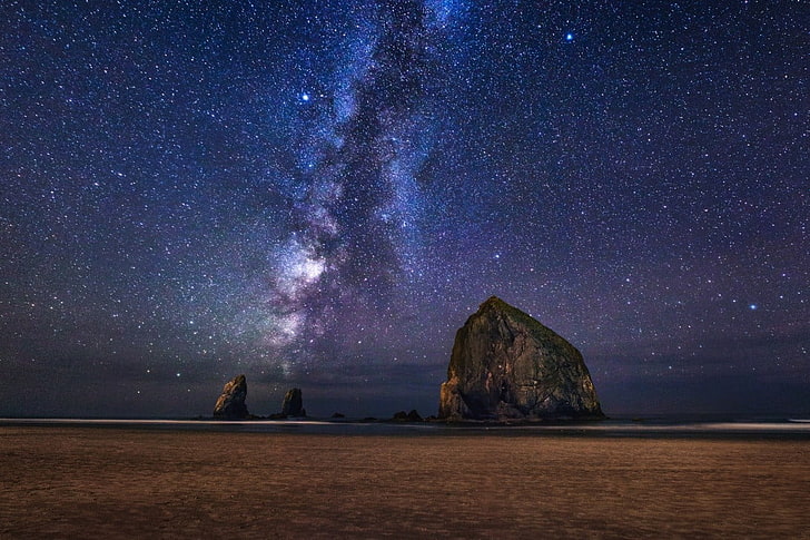 brown rock formation, nature, landscape, Milky Way, New Zealand
