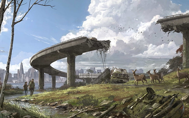 game application screenshot, artwork, apocalyptic, city, The Last of Us, HD wallpaper
