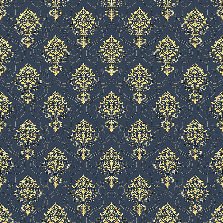 blue and brown floral wallpaper