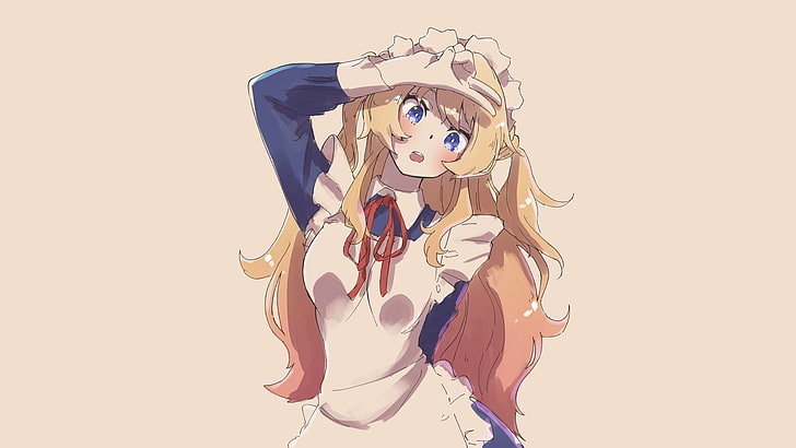 anime, manga, anime girls, simple background, blonde, maid, HD wallpaper