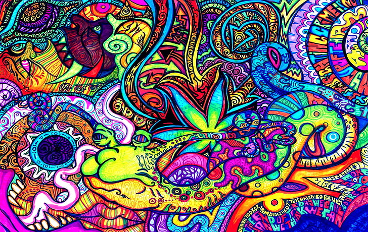 bastract painting, psychedelic, colorful, multi colored, full frame, HD wallpaper