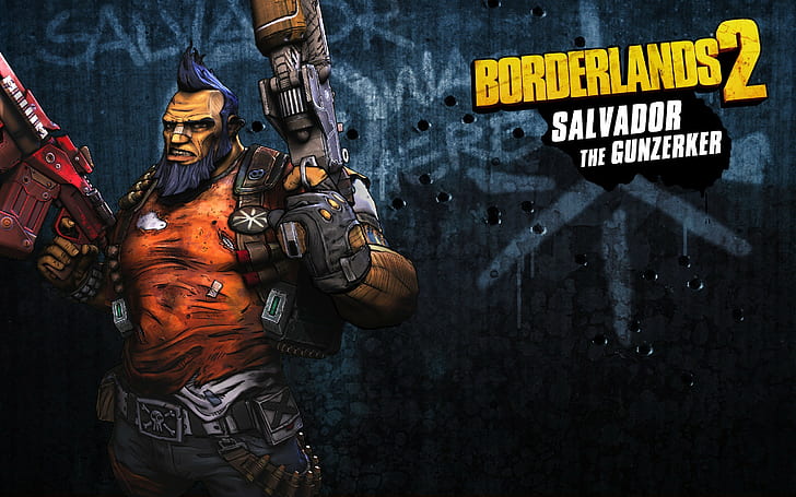 Borderlands 2, FPS, borderlands 2 salvador the gunzerker, Video Game