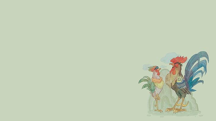 two roosters beside each other colored sketch, Overwatch, birds, HD wallpaper