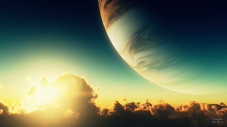 Jupiter Clouds Sunlight Alien Landscape HD, fantasy