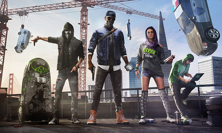 Watch Dogs 2 poster, Video Game, people, men, outdoors, women