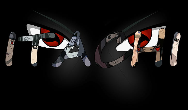 black, eyes, headband, itachi, naruto, ninja, red, sasuke, uchiha, HD wallpaper