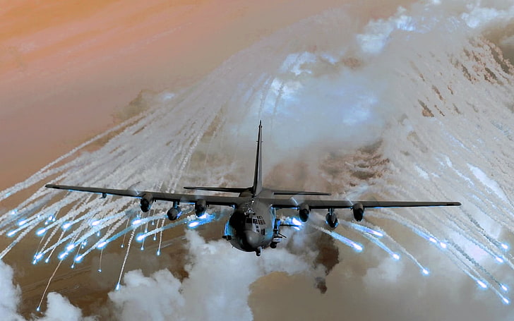 gray aircraft, Military Aircrafts, Lockheed AC-130, air vehicle, HD wallpaper