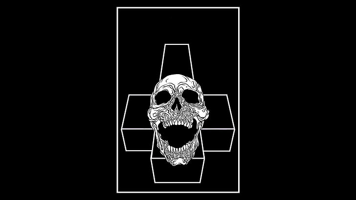 gost, skull, musician, 1980s, black background, indoors, no people, HD wallpaper