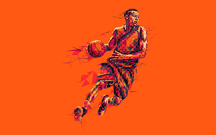 Stephen Curry mosaic artwork, Basketball player, Low poly, 4K