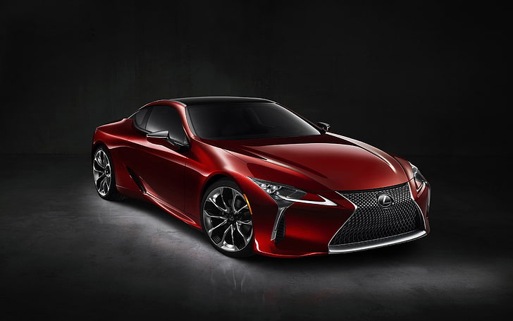 red and black self-balancing board, Lexus LC-500, simple background, HD wallpaper