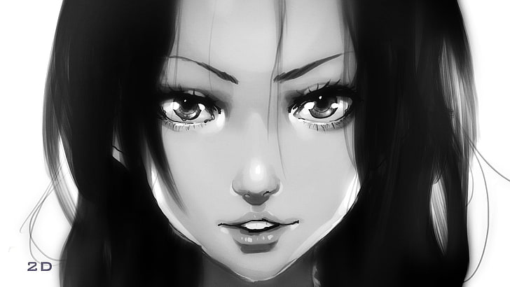 HD wallpaper: eyes, face, figure, black and white, sponge, art, portrait of  a girl | Wallpaper Flare
