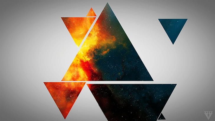 digital art, triangle, abstract, space art