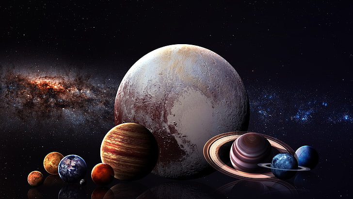 Mercury, reflection, Mars, Solar System, Jupiter, Uranus, Venus, HD wallpaper