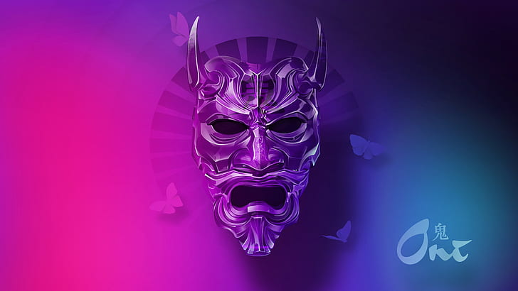 Devil mask, Japan, oni mask, HD wallpaper