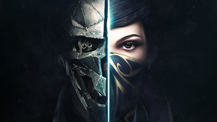 Templar Assassin collage, dishonored 2, Corvo, video games, portrait