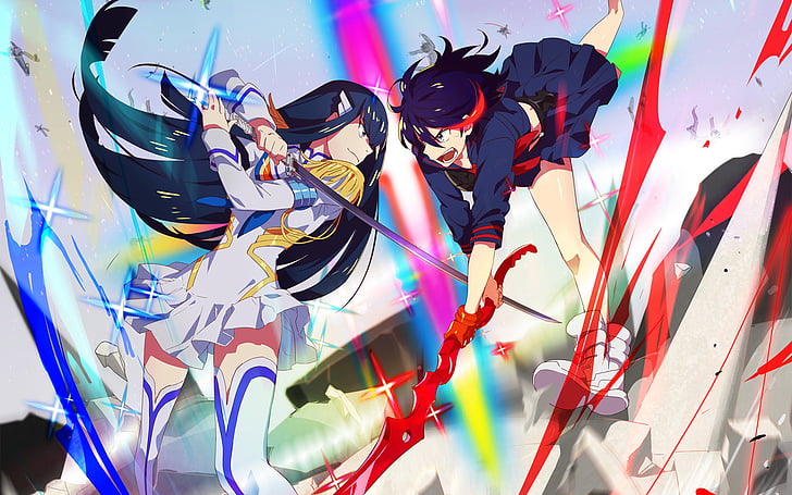 Anime, Kill La Kill, Ryūko Matoi, Satsuki Kiryūin, multi colored, HD wallpaper