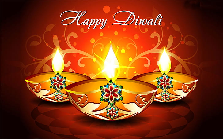Happy Diwali Greetings Dark Wallpaper With Deepak
