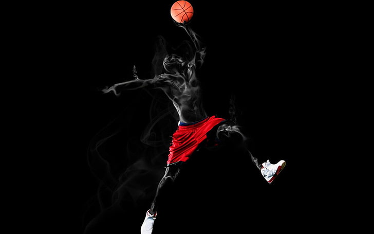 Michael Jordan illustration, Basketball, black background, studio shot