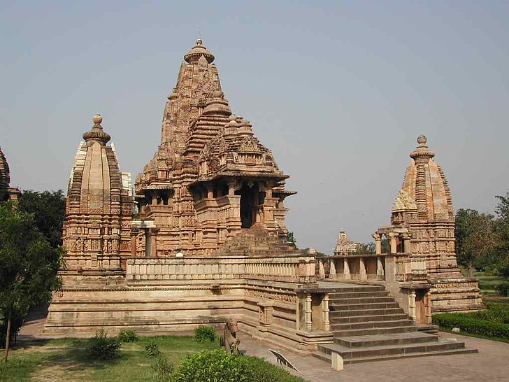 Khajuraho Temple, brown concrete building, Religious, built structure