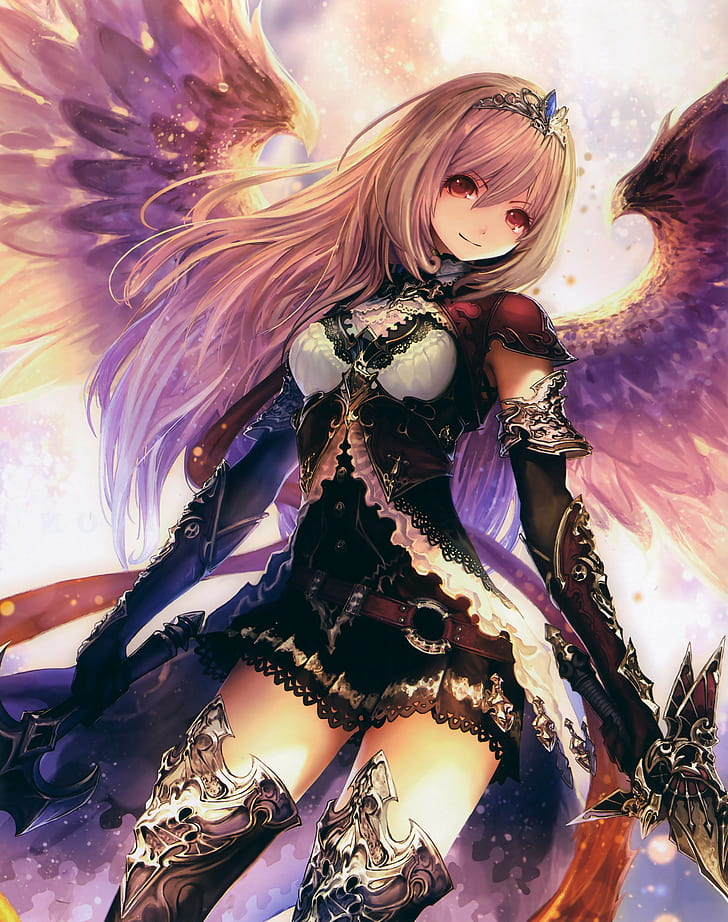 Shingeki no Bahamut, anime girls, angel, wings, Dark Angel Olivia, HD wallpaper