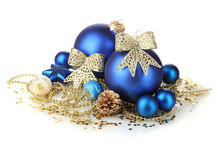 christmas toys, blue, balls, star, cone, decoration