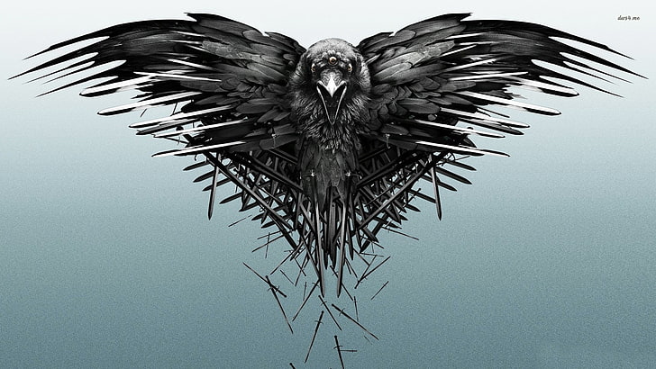 gray eagle digital wallpaper, Game of Thrones, crow, sword, sky