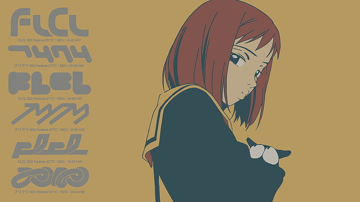 FLCL, Haruhara Haruko, one person, side view, adult, text, communication, HD wallpaper
