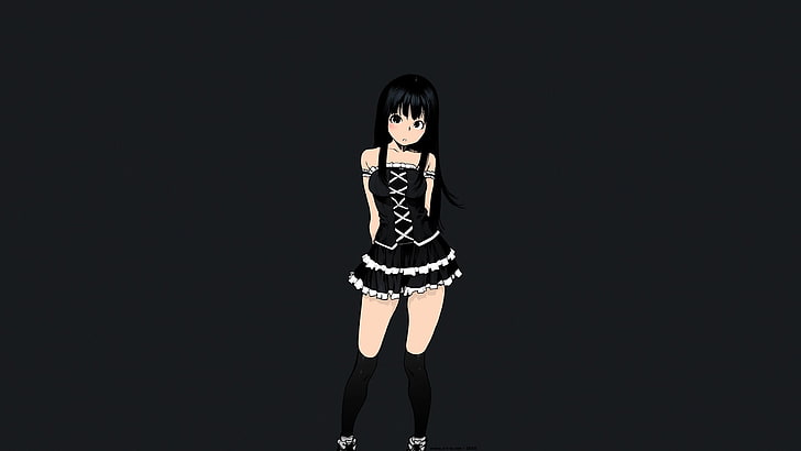 Sakurai Gamon, long hair, black hair, dark hair, black stockings, HD wallpaper