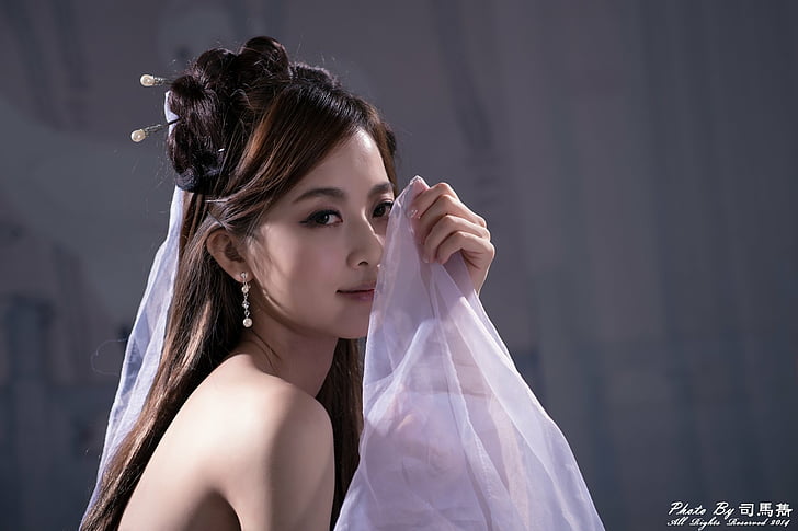 Models, Mikako Zhang Kaijie, Asian, Chinese, Earrings, Hair-Dress, HD wallpaper