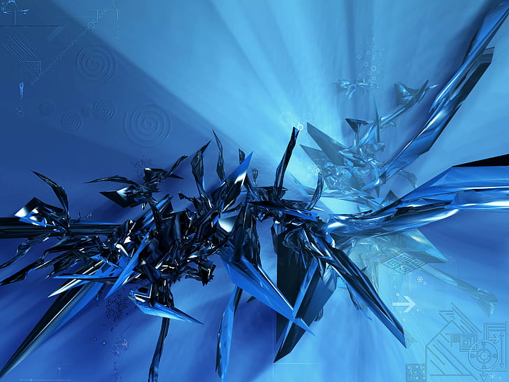 spiral, Matrix, fiction, blue background, HD wallpaper