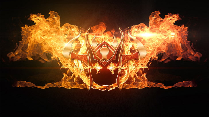 helmet with fire illustration, Riot Games, League of Legends