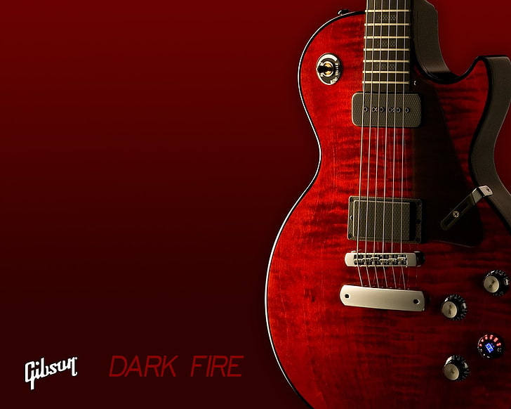 red and black Gibson Dark Dire les paul guitar, Music
