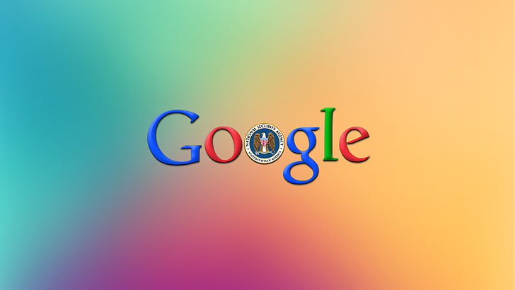 Google logo, FBI, NSA, prism, colored background, multi colored