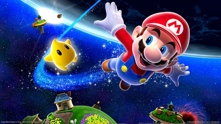 Super Mario Galaxy, super mario graphic art, HD wallpaper