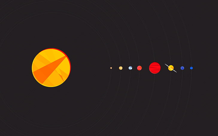 solar system illustration, simple background, minimalism, Sun, HD wallpaper