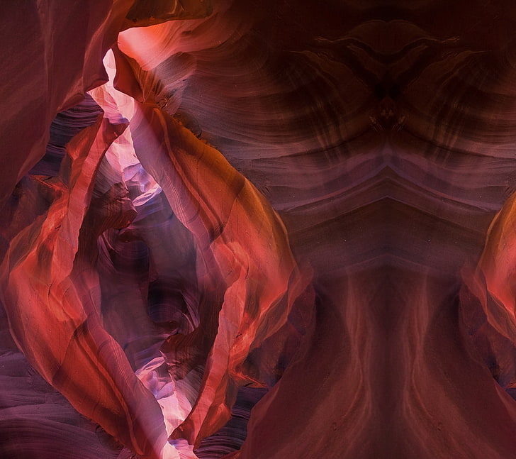 rock formation, sunlight, nature, canyon, Antelope Canyon, photo manipulation