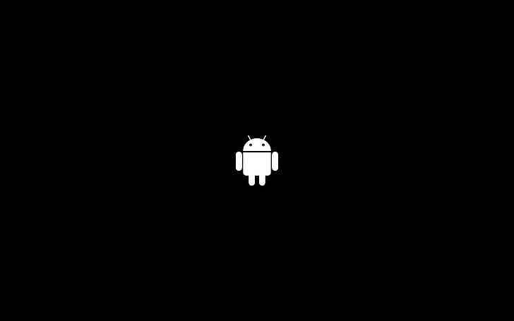 androids, black, simple, minimalism, white, operating system, HD wallpaper