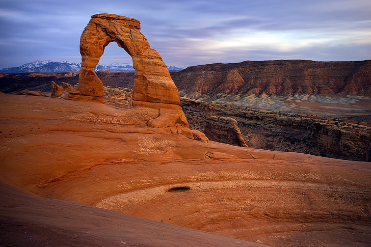 USA, landscape, Arches National Park, Utah, mountains, rock formation