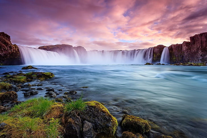 Waterfalls, Goðafoss, Iceland, scenics - nature, beauty in nature, HD wallpaper