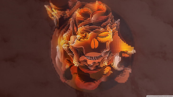orange and black skull illustration, abstract, no people, close-up, HD wallpaper