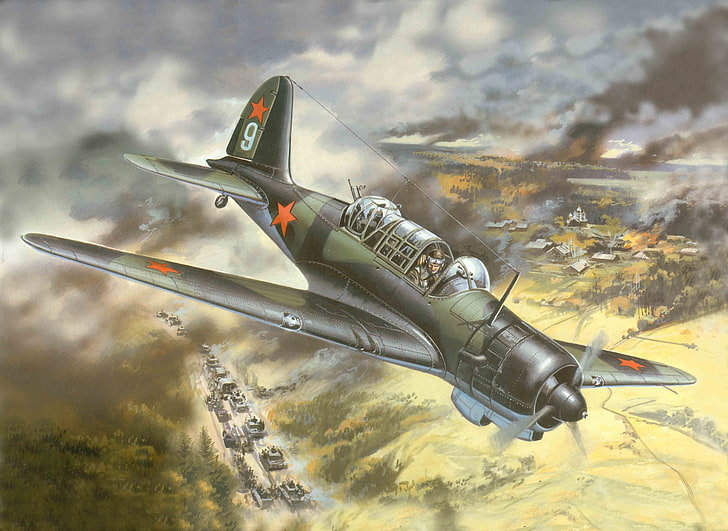 gray airplane illustration, the plane, easy, art, USSR, bomber, HD wallpaper