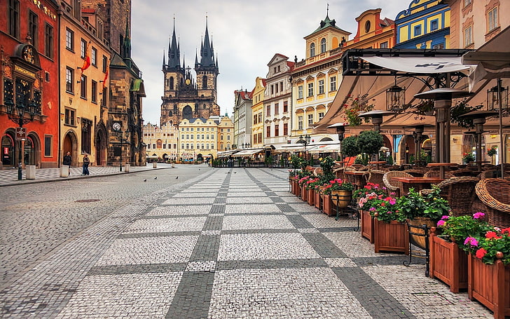 worm's eyeview of buildings, architecture, Prague, Czech Republic, HD wallpaper
