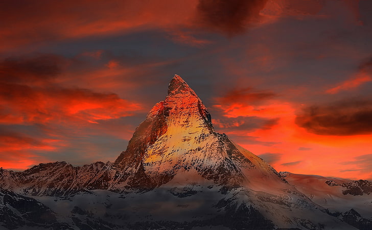 Matterhorn mountain, Alps, Switzerland, brown mountai, Europe