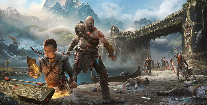 god of war 4, 2018 games, ps games, hd, religion, nature, smoke - physical structure