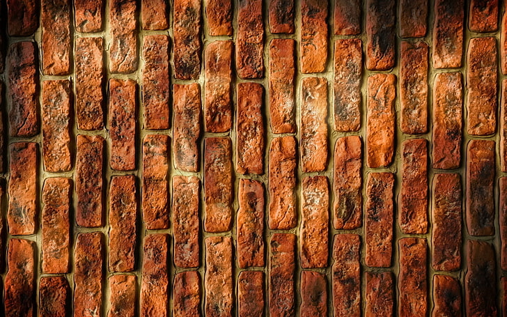 brown brick wall, bricks, background, stone, dark, texture, backgrounds, HD wallpaper