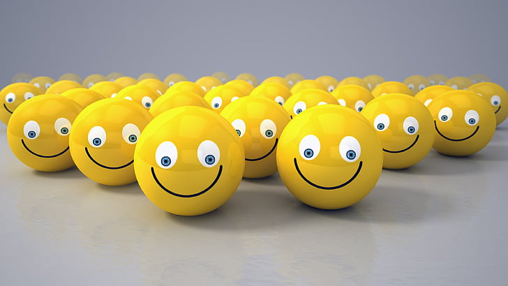 yellow smile emoji ball illustration, Smilies, 3D, HD, 4K