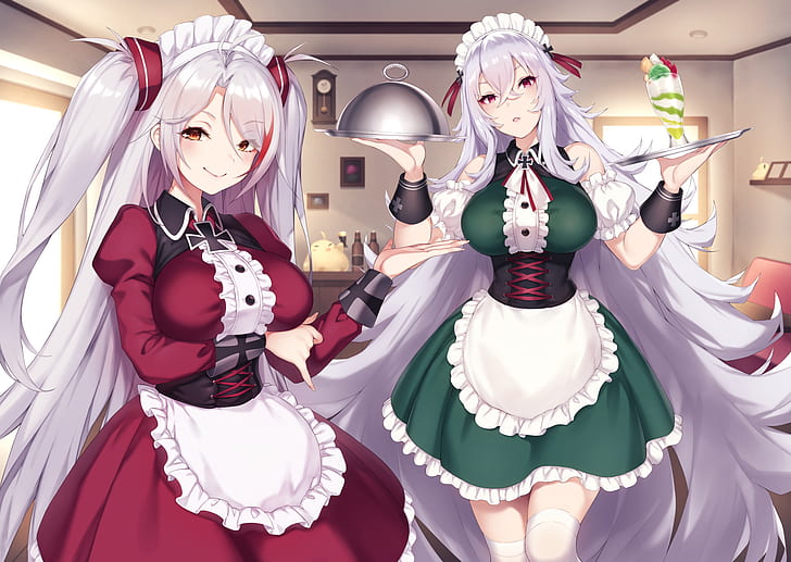 anime girls, Azur Lane, maid outfit, Prinz Eugen (Azur Lane)