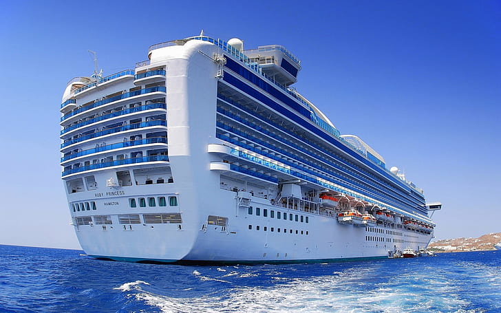 Big cruise ship in the ocean, HD wallpaper