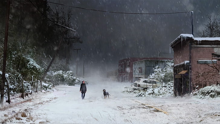 The Last of Us, TLoU, Ellie, Sony Playstation, snow, Video Game Art